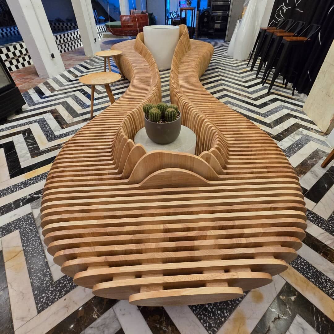 Sculptural lounge bench at Siam Social